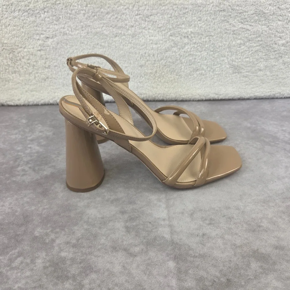 Sam Edelman Kia Block Heel Sandals Rose Nude Leather Ankle Strap Womens SZ11 M